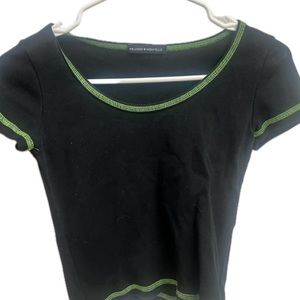 Brandy Melville Zelly Top Black Green stitch